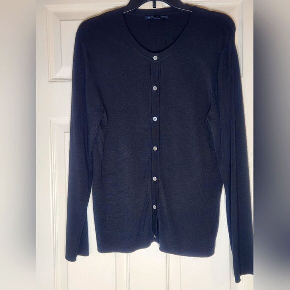 Banana Republic XL Black 100% SILK LngSlv Knit Buttons Up Women's Cardigan - Picture 1 of 6